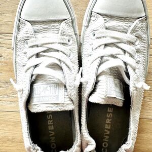 Converse Low Top All Star Textured White Sneakers, Woman Size 8 M